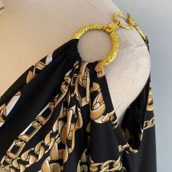 Cache Chain Cold Shoulder Mini Dress sz XS - Picture 4 of 10